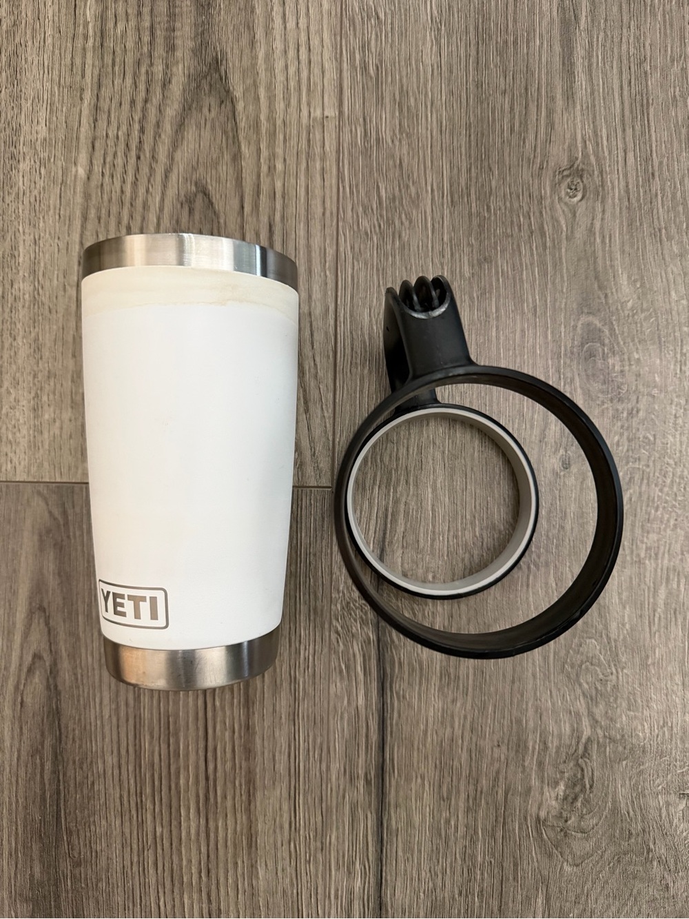 Yeti White Travel Mug with Black Handle and Bands - Picture 9 of 10